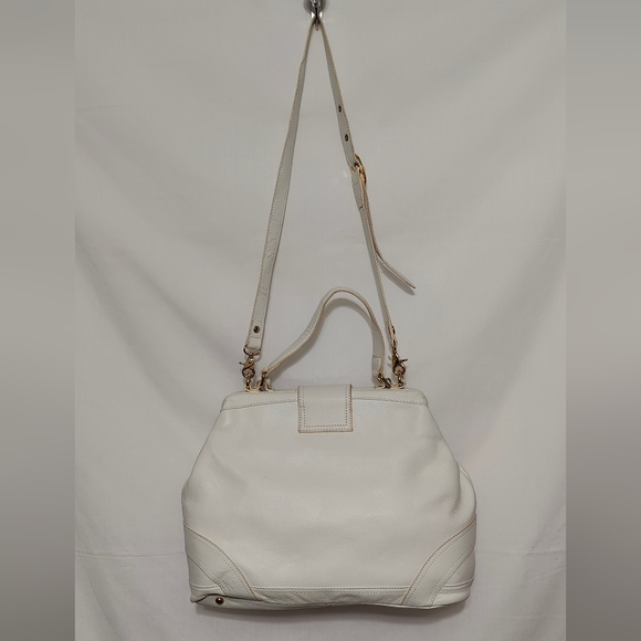 Emma Fox Newport Frame Off White and Beige Leather Satchel Crossbody - NWT - Picture 7 of 14